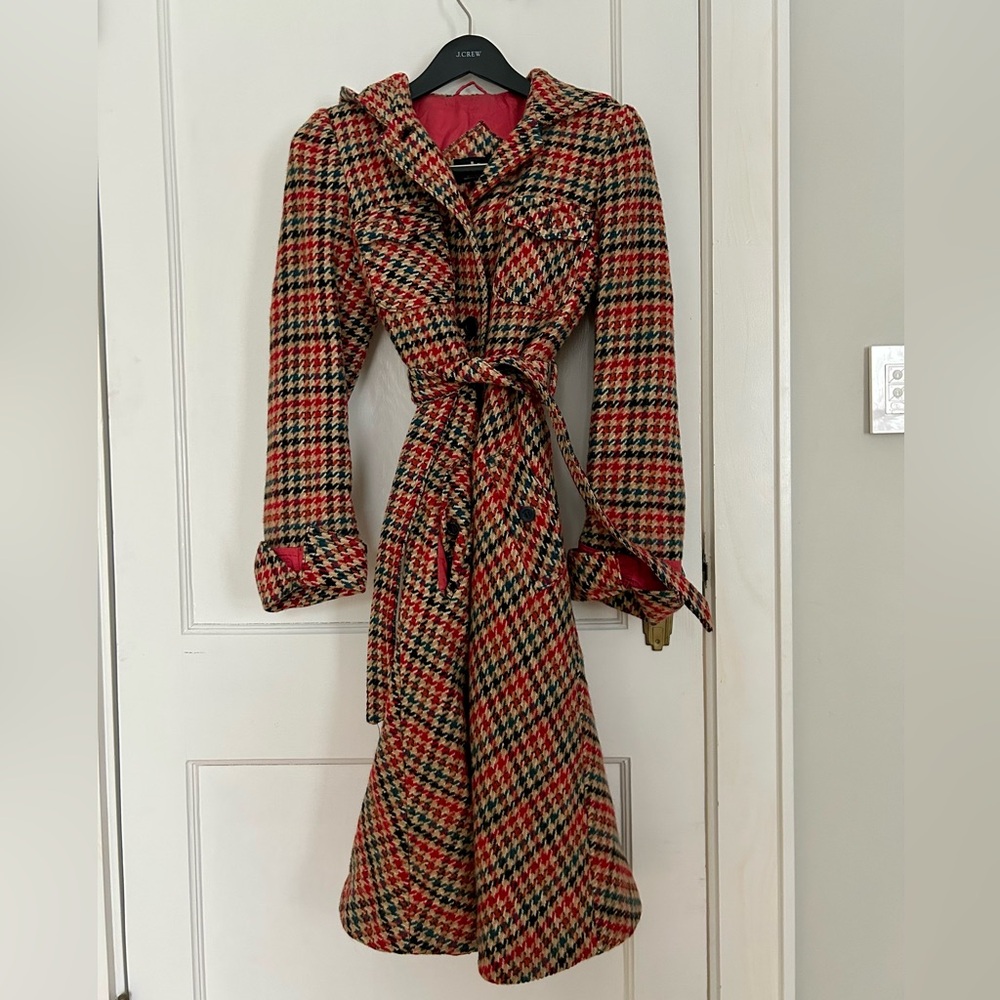 Vintage Houndstooth Belted Dress Coat